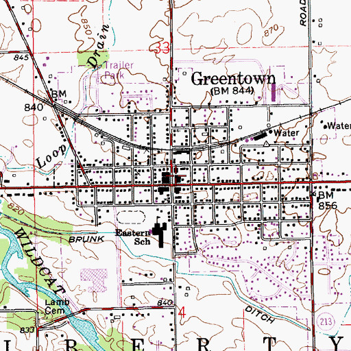 Topographic Map of Greentown Police Department, IN