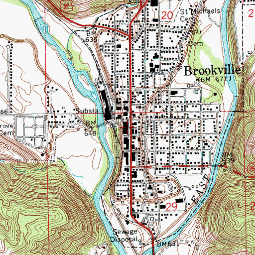 Topographic Map of Brookville Police Department, IN