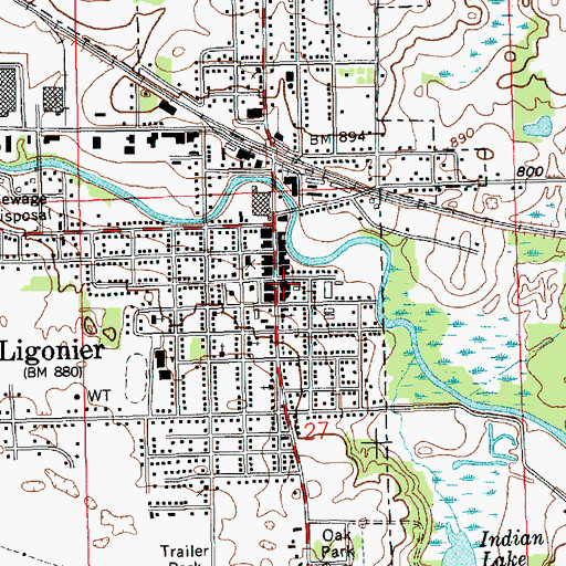 Topographic Map of Ligonier Police Department, IN