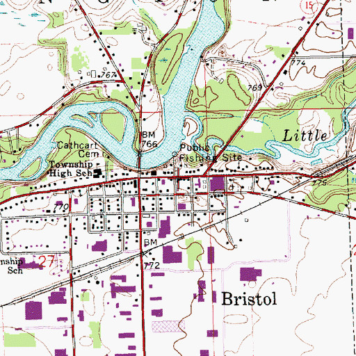 Topographic Map of Bristol Police Dept, IN
