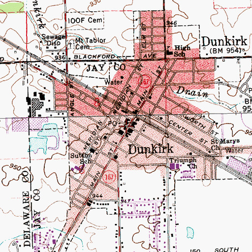 Topographic Map of Dunkirk Police Department, IN