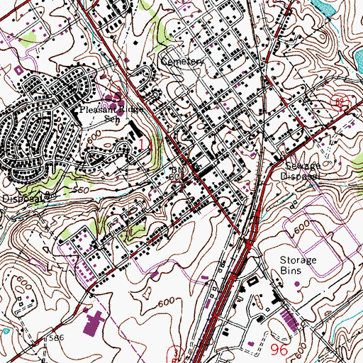 Topographic Map of Charlestown Police Department, IN