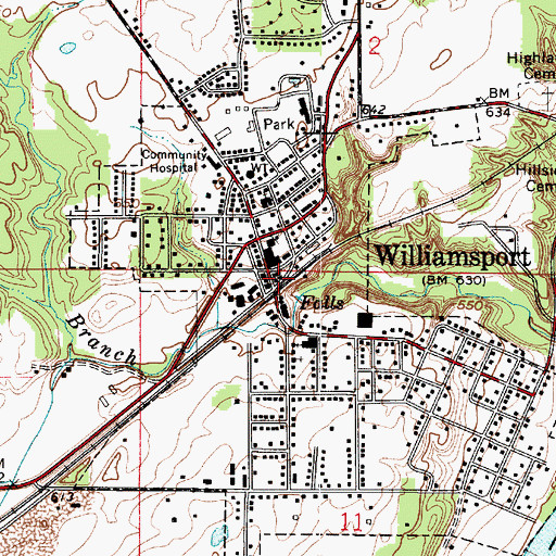 Topographic Map of Williamsport Police Department, IN
