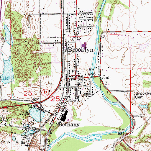 Topographic Map of Brooklyn Police Department, IN