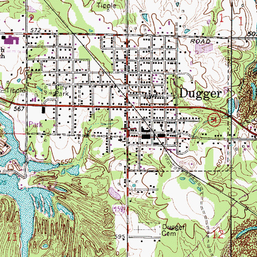 Topographic Map of Dugger Police Department, IN