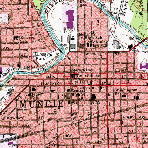 Topographic Map of Delaware County Sheriff's Department, IN