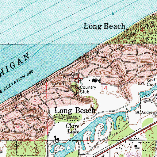 Topographic Map of Long Beach Police Department, IN