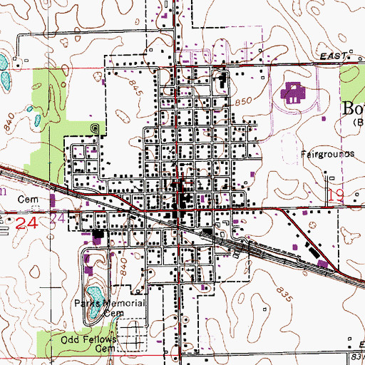 Topographic Map of Bourbon Town Police Department, IN