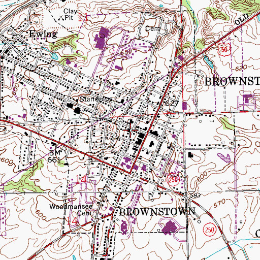 Topographic Map of Brownstown Police Department, IN