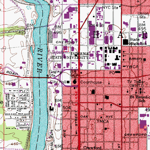 Topographic Map of Vigo County Sheriff's Office, IN