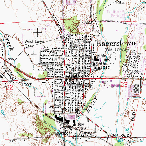 Topographic Map of Hagerstown Police Department, IN