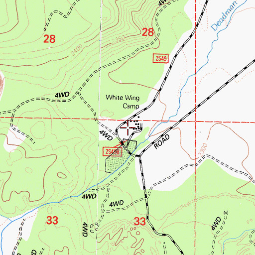 Topographic Map of White Wing Camp, CA