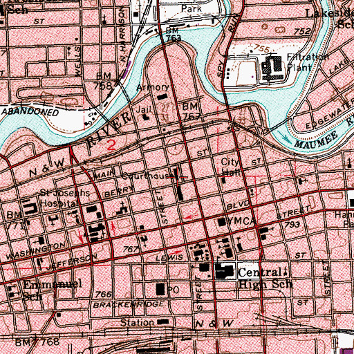Topographic Map of Allen County Sheriff's Office, IN
