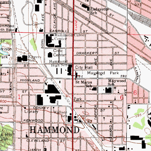 Topographic Map of Hammond Police Department Headquarters, IN