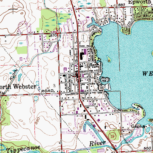 Topographic Map of North Webster Police Department, IN