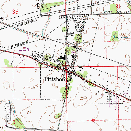 Topographic Map of Pittsboro Police Department, IN