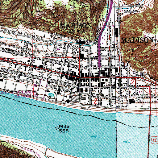Topographic Map of Madison Police Department, IN