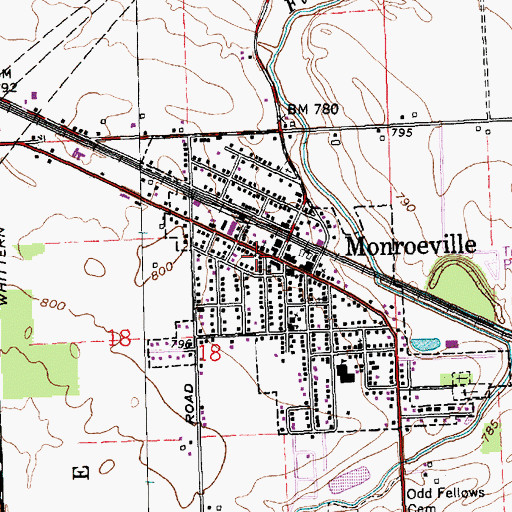 Topographic Map of Monroeville Police Department, IN