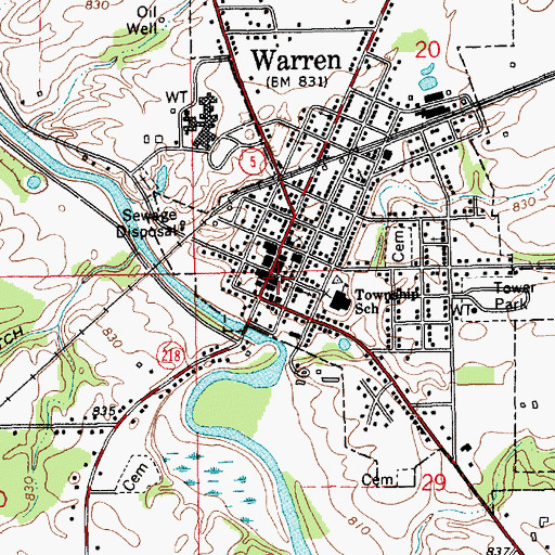 Topographic Map of Warren Police Department, IN