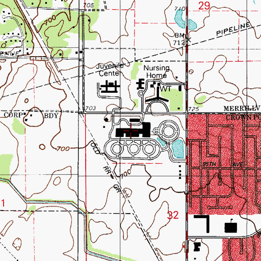 Topographic Map of Lake County Sheriff Bureau-Id, IN