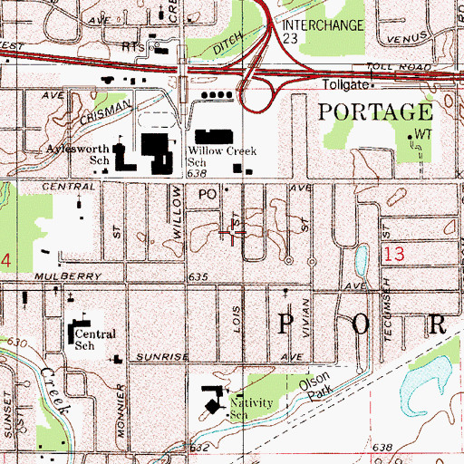 Topographic Map of Portage Police Department, IN