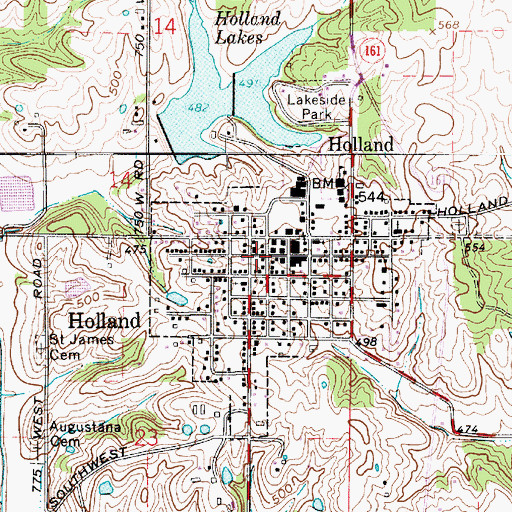 Topographic Map of Holland Police Department, IN