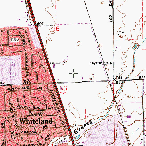 Topographic Map of New Whiteland Police Department, IN