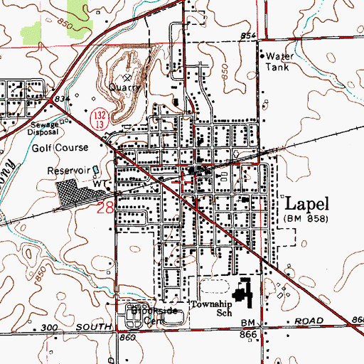 Topographic Map of Lapel Police Department, IN