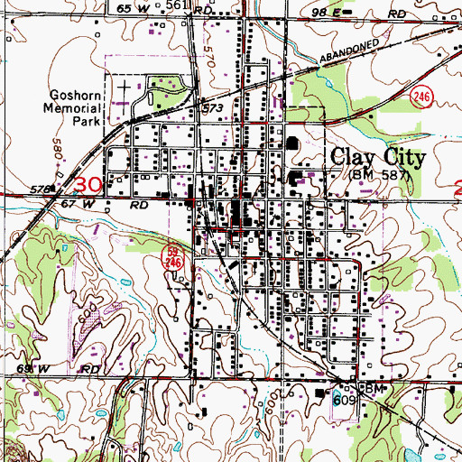 Topographic Map of Clay City Police Department, IN