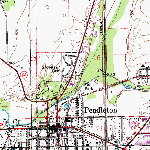 Topographic Map of Pendleton Police Department, IN
