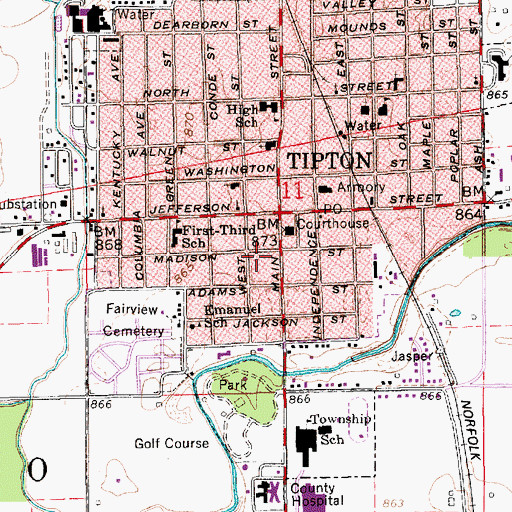 Topographic Map of Tipton County Sheriff's Office, IN