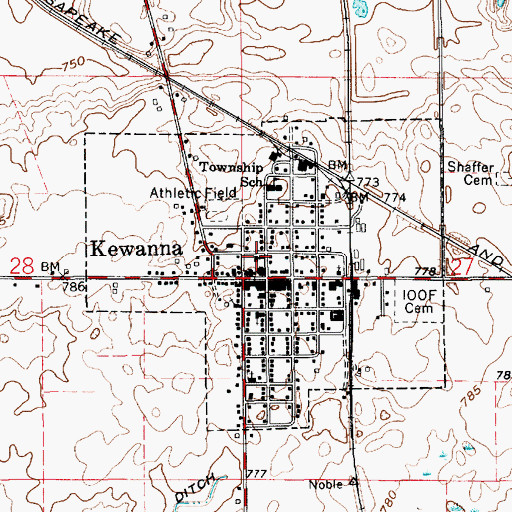 Topographic Map of Kewanna Police Department, IN