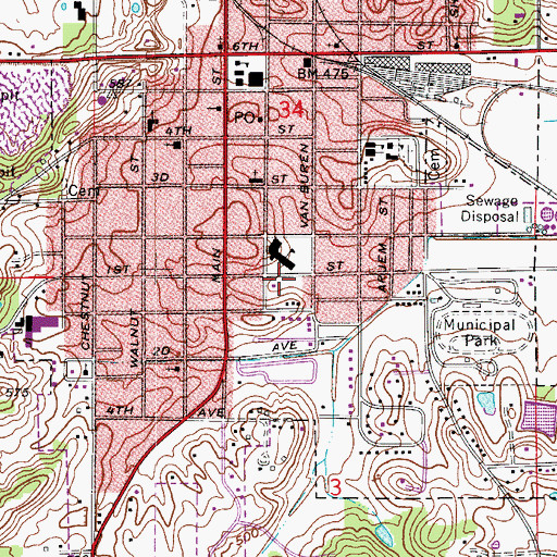 Topographic Map of Huntingburg Police Department, IN