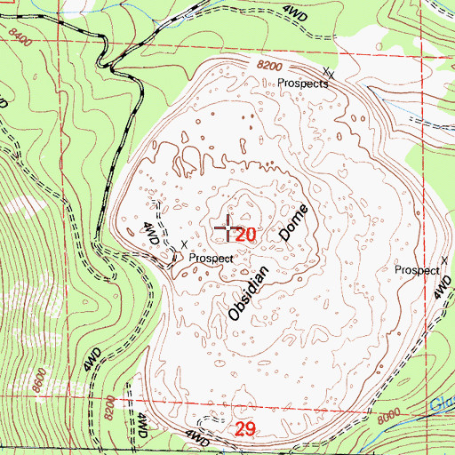 Topographic Map of Obsidian Dome, CA