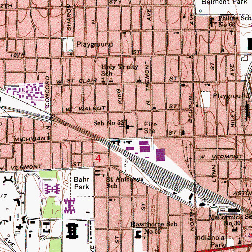 Topographic Map of Indianapolis Metropolitan Police Department Southwest District, IN