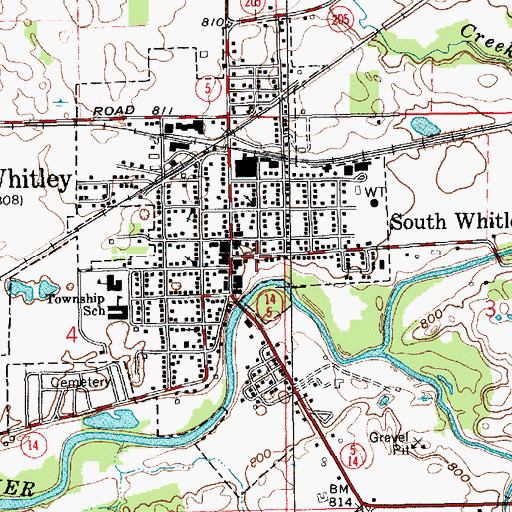 Topographic Map of South Whitley Police Department, IN