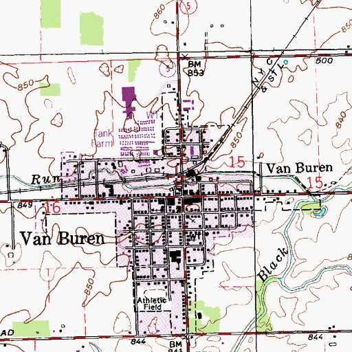 Topographic Map of Van Buren Police Department, IN