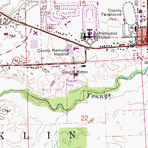 Topographic Map of Johnson County Sheriff's Office, IN