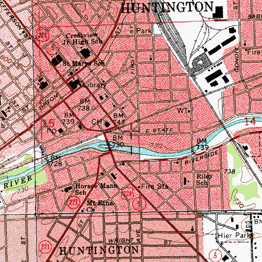 Topographic Map of Huntington County Sheriff's Office, IN