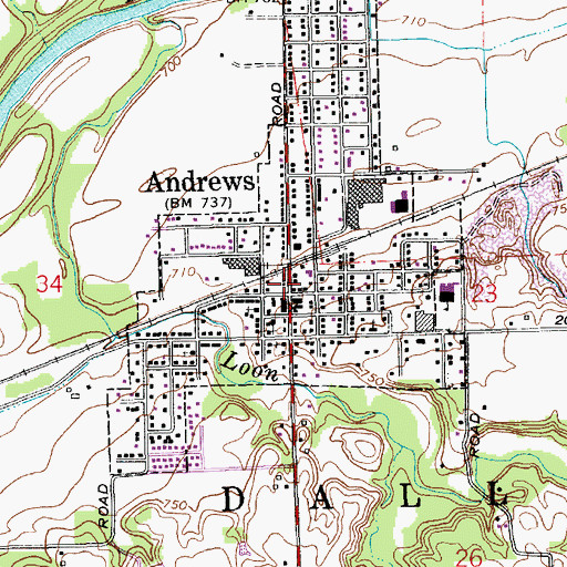 Topographic Map of Andrews Town Marshal, IN