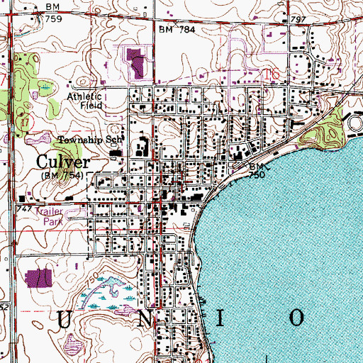 Topographic Map of Culver Police Department, IN