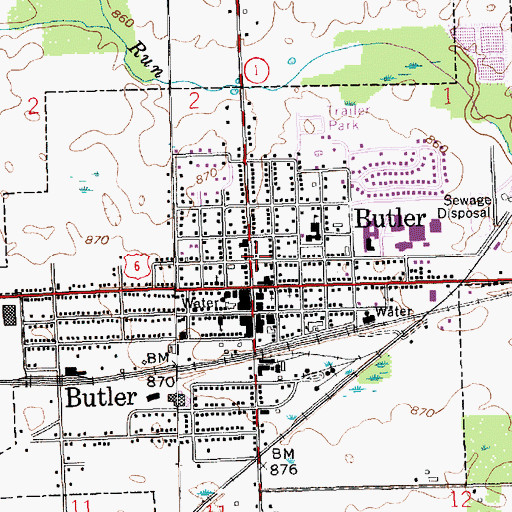 Topographic Map of Butler Police Department, IN