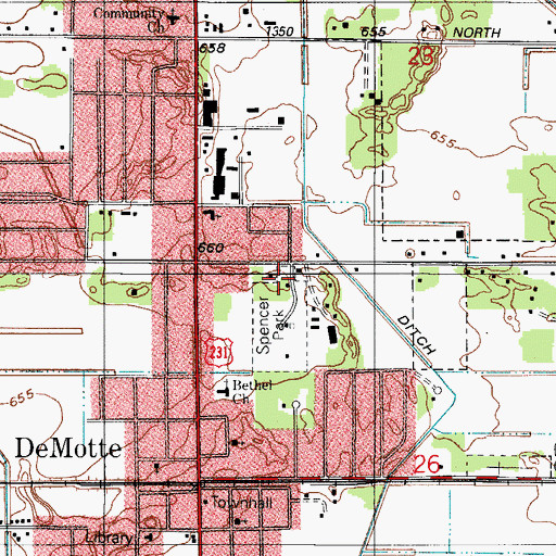 Topographic Map of Demotte Police Department, IN