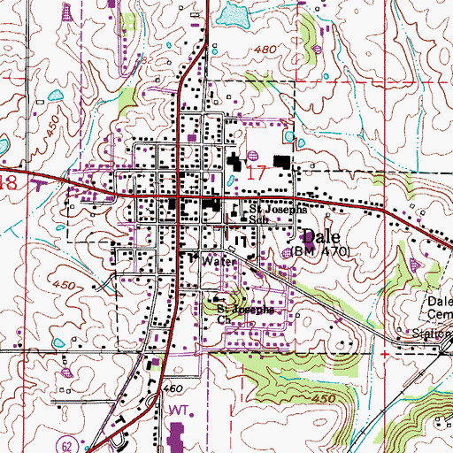 Topographic Map of Dale Town Marshal, IN