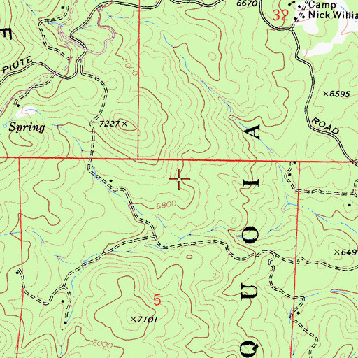 Topographic Map of Mack Mine, CA