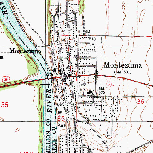 Topographic Map of Montezuma Police Department, IN