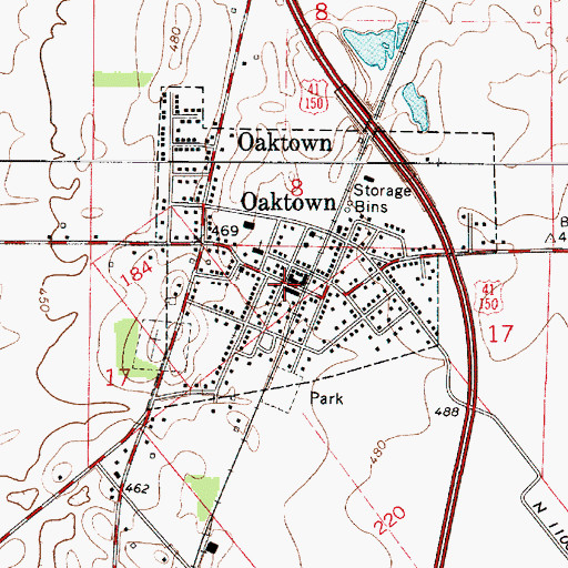 Topographic Map of Oaktown Police Department, IN
