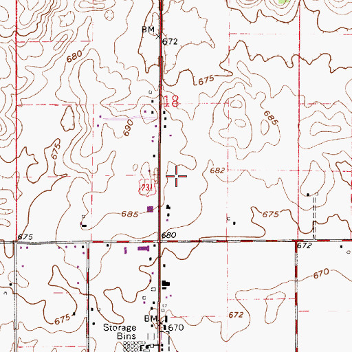 Topographic Map of Jasper County Sheriff's Office, IN