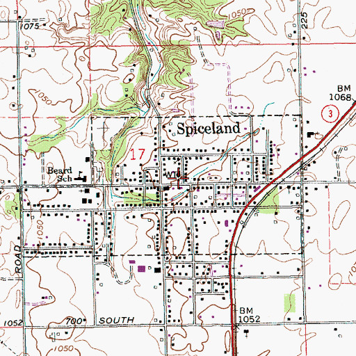 Topographic Map of Spiceland Police Department, IN