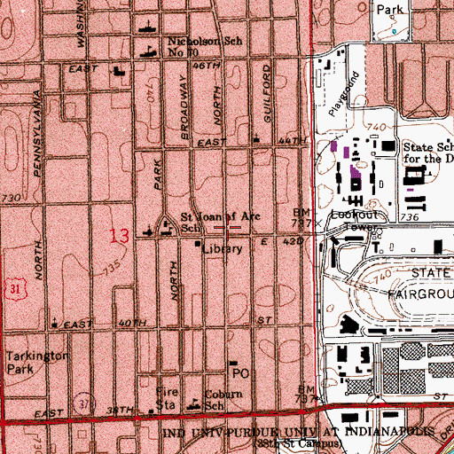 Topographic Map of Indianapolis Metropolitan Police Department, IN